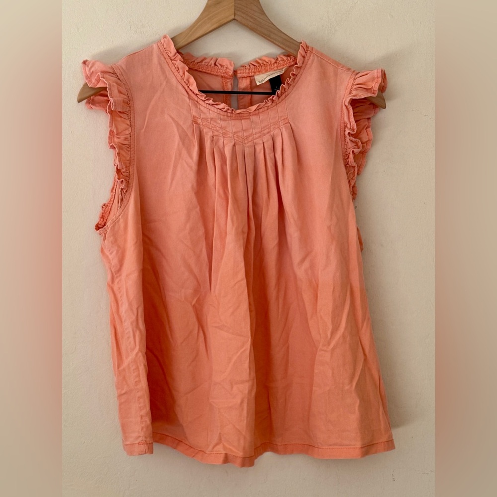 Universal Thread Ruffle Sleeve Top XL Peach Blouse Feminine Cottagecore Everyday